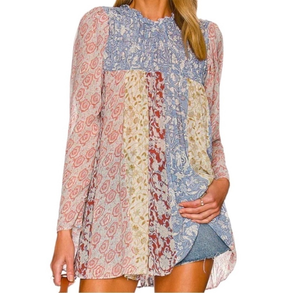 Like New Free People Merrie Mix Print Tunic Top Size Small